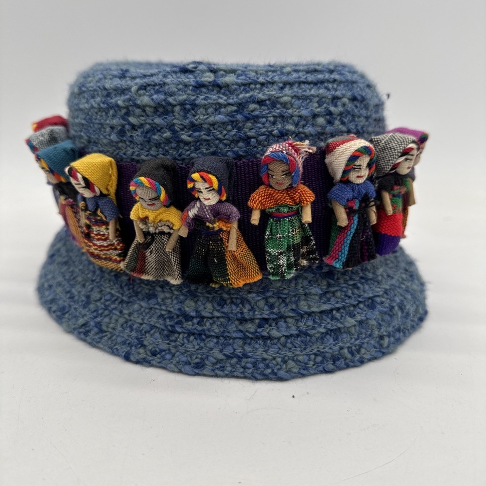 Betmar New York Worry Doll Hat Wool Blend Blue